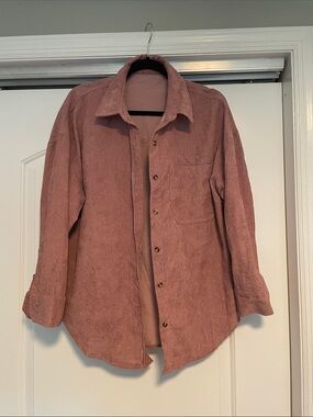 NWOT Corduroy Button-Up Shirt Jacket in Dusty Rose